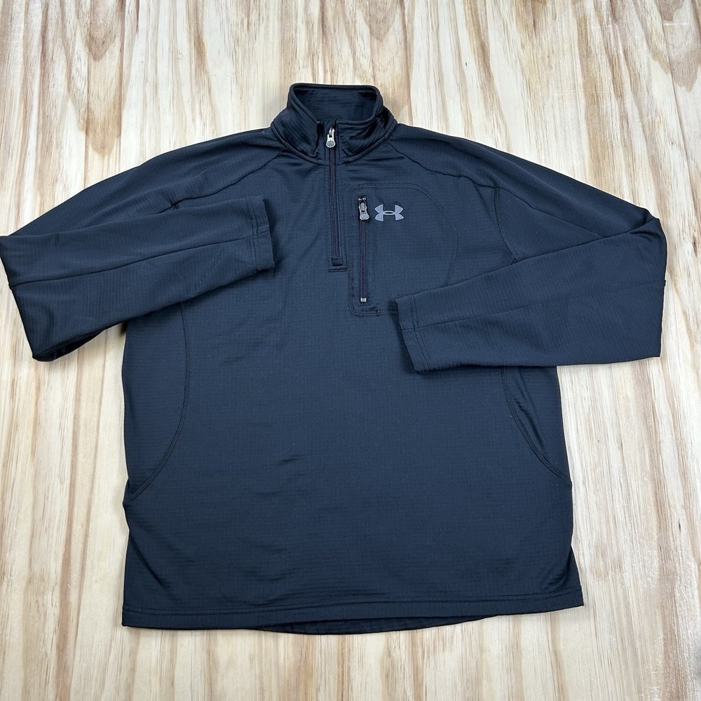 Under Armour Mens M ColdGear Quarter Zip Waffle Thermal Sweater Athletic